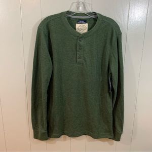 St. John's Bay Duffel Green Long Sleeve Thermal Henley T-Shirt Top Vs Sizes